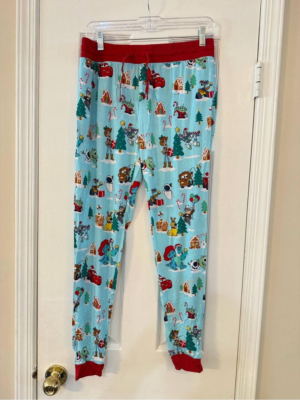 Little Sleepies Light Blue Holiday Character Pajama Bottoms with Red Trim Pixar